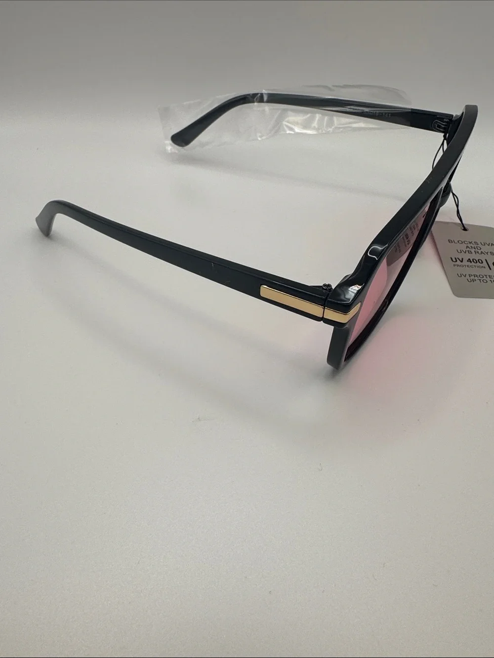 Black Frame Sunglasses with Pink Lenses